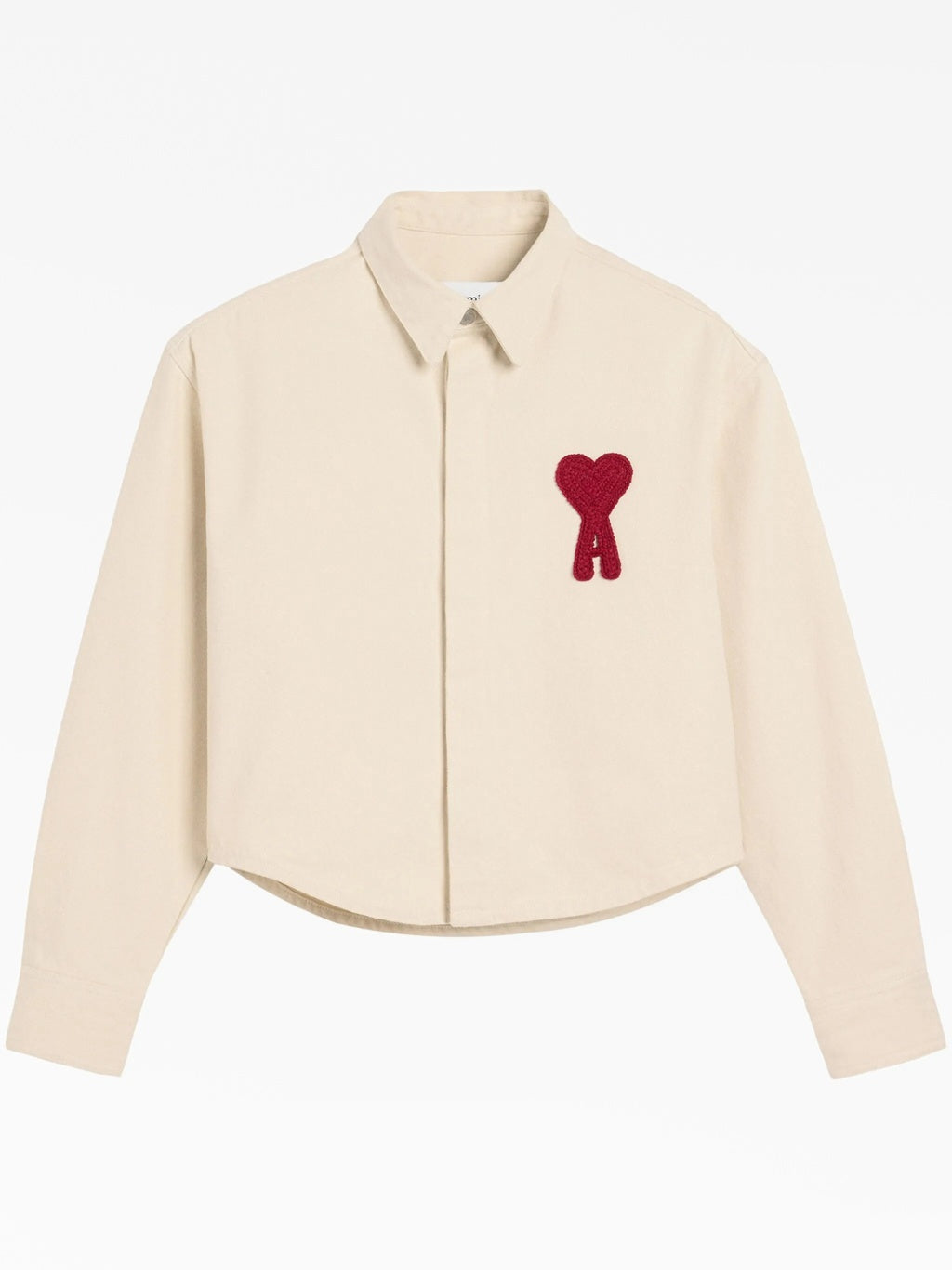 AMI Paris women's Natural Cotton Ami De Coeur Cropped Shirt