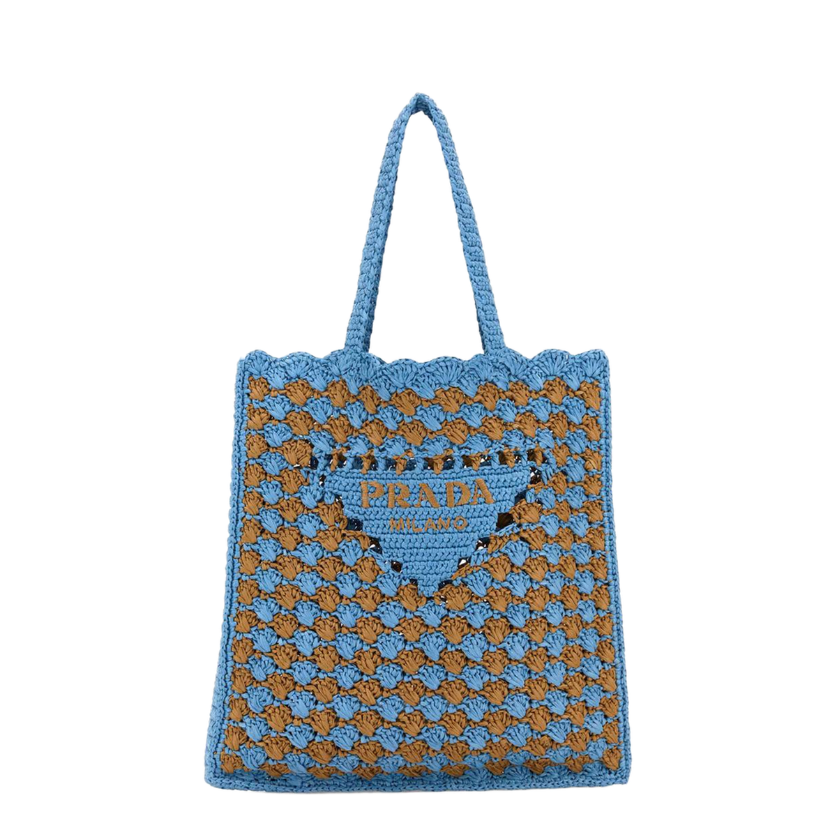 Two-Tone Raffia Shopping Bag