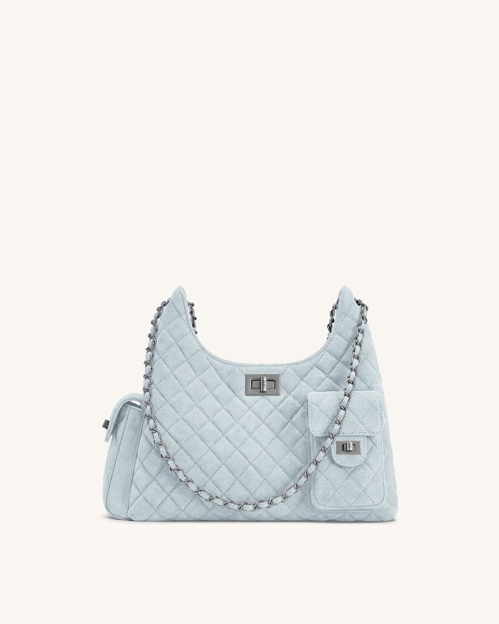 Vivian Faux Suede Quilted Shoulder Bag - Pink