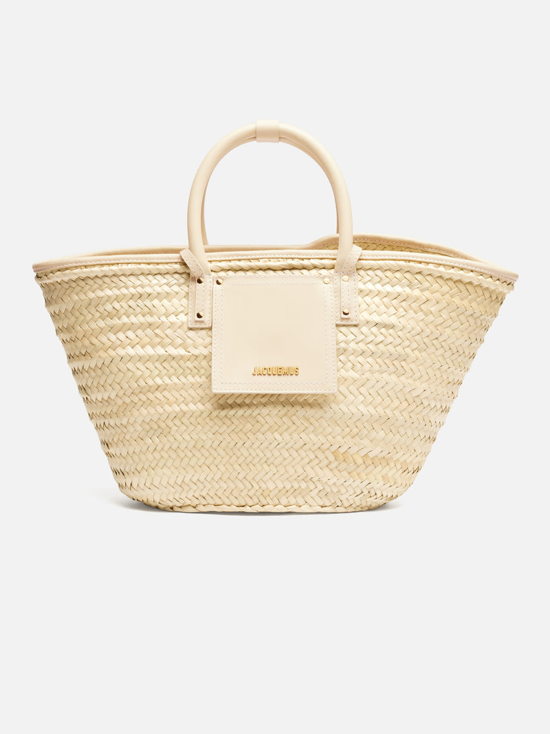 Jacquemus The Soli Basket Handwoven Basket Bag With Smooth Leather Details Ivory