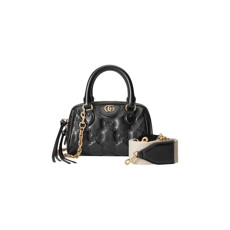 Gucci GG Matelassé Top Handle Bag Black/Natural