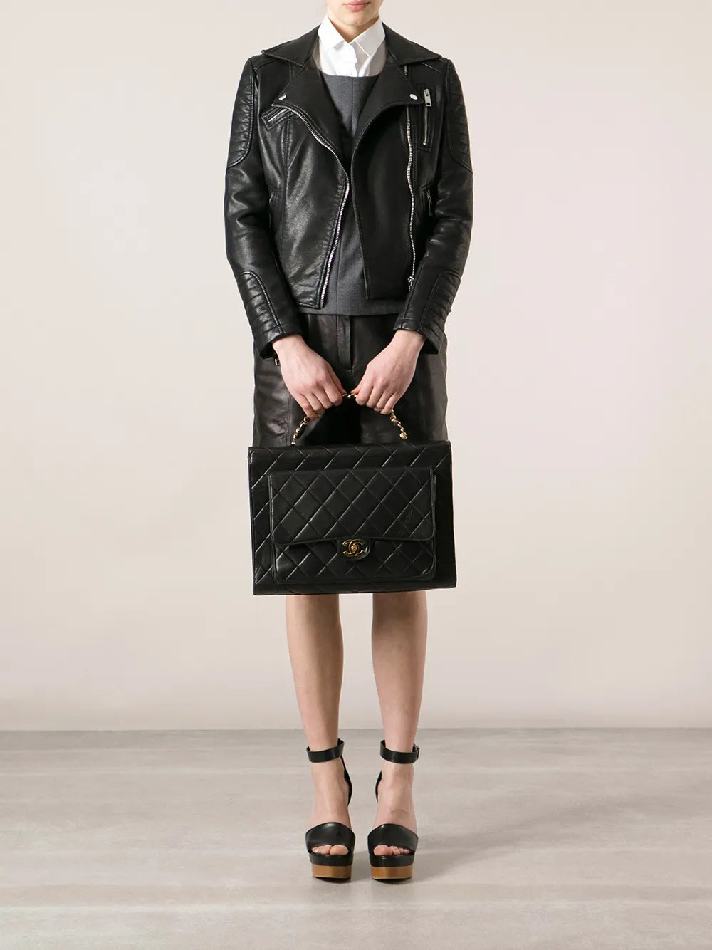 quilted classic flap jumbo brief case