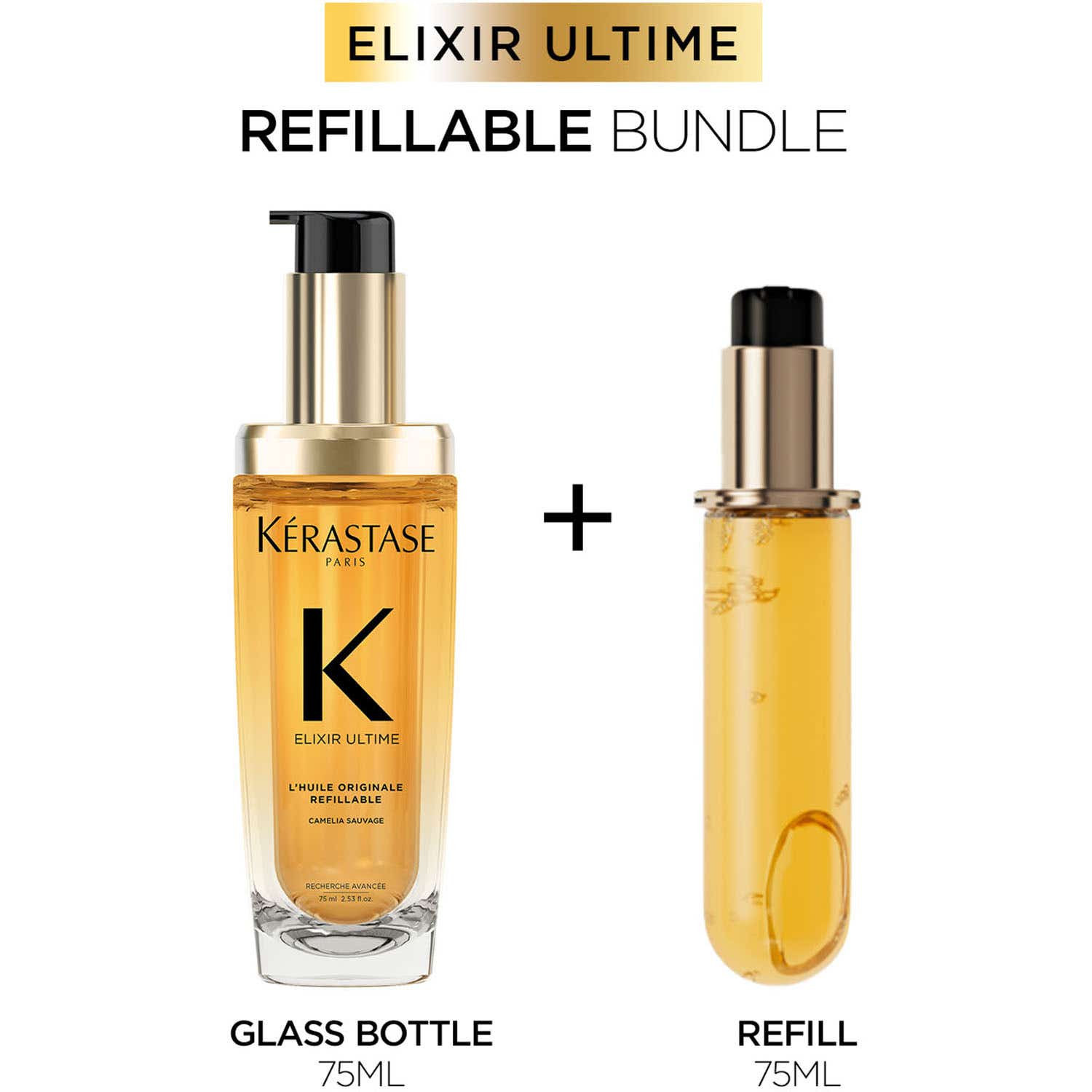 Kerastase Elixir Ultime Hair Oil-In-Serum Refillable + Oil-In-Serum Refill Combo - KERASTASE