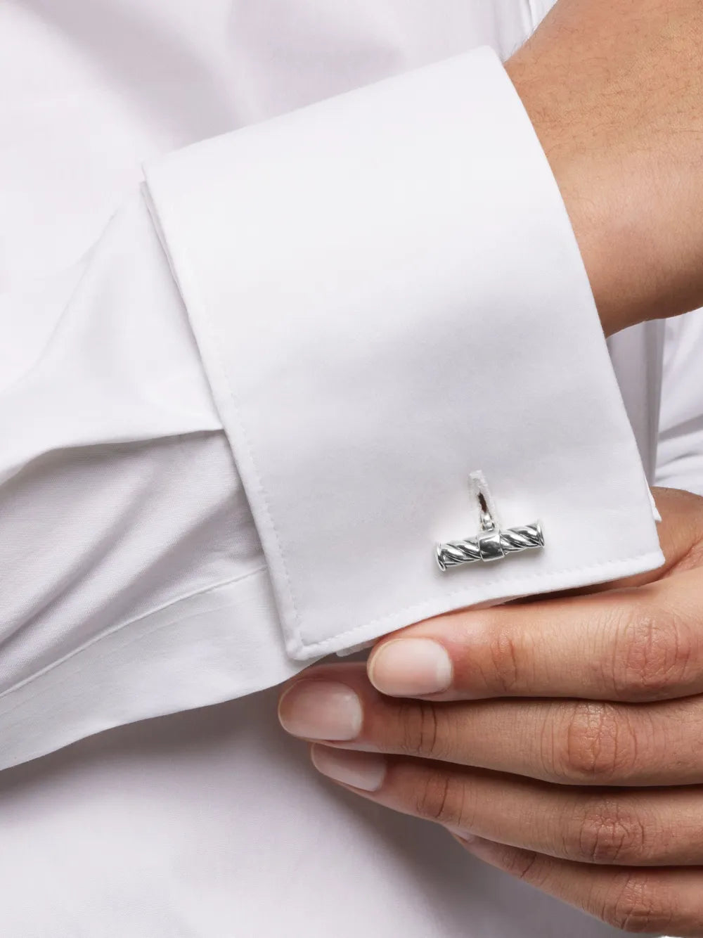 sterling silver Cable Elongated cufflinks (22mm)