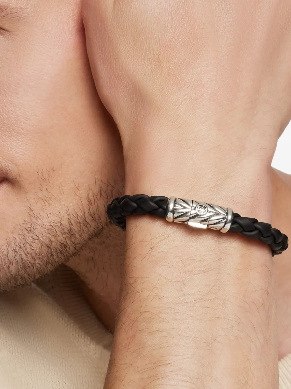 sterling silver Chevron braided bracelet (8mm)