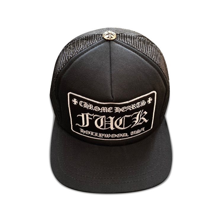 Chrome Hearts FUCK Hollywood Trucker Hat Black