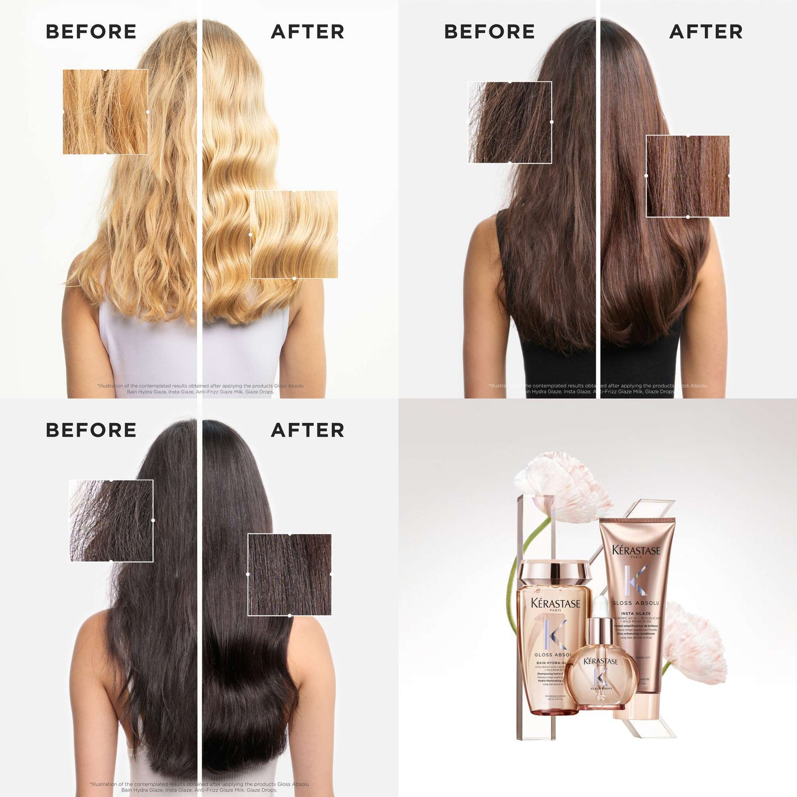 Kérastase Gloss Absolu Shampoo for All Hair Types with Glycolic Acid, Hyaluronic Acid & Wild Rose 80ml