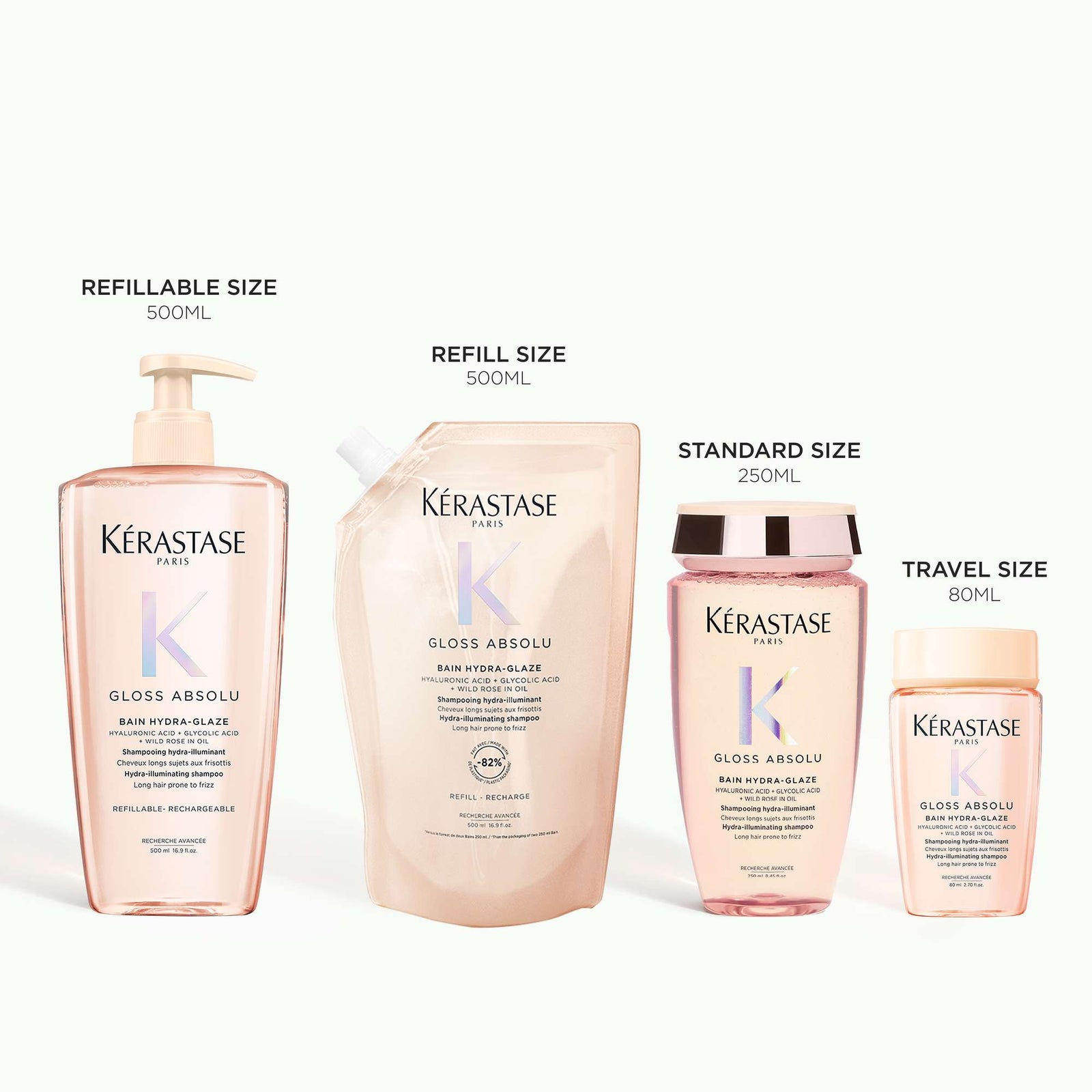 Kérastase Gloss Absolu Shampoo for All Hair Types with Glycolic Acid, Hyaluronic Acid & Wild Rose 80ml