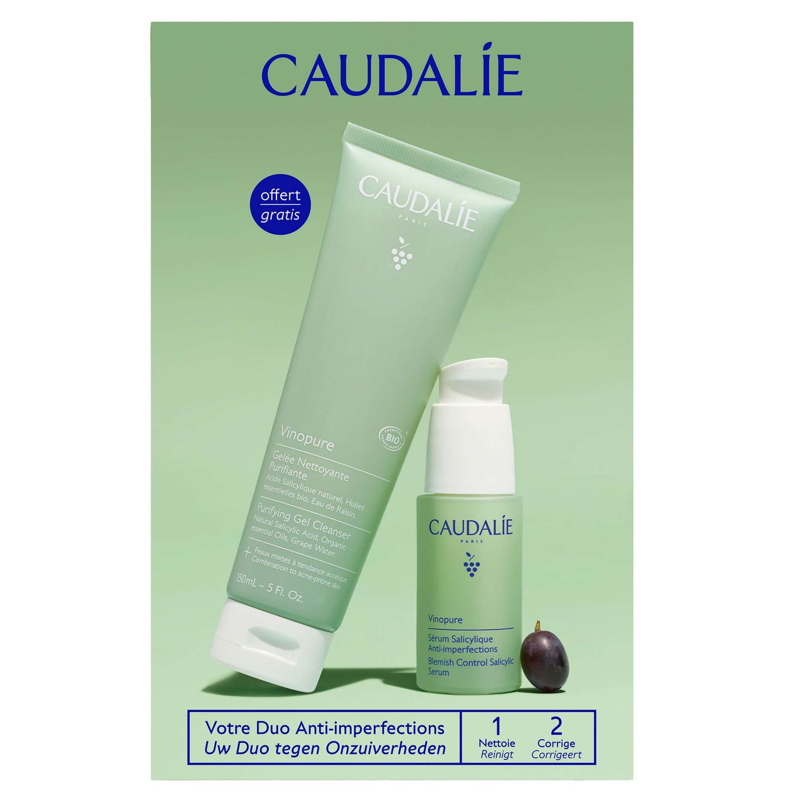 Caudalie Vinopure Serum & Suncare Set (Worth £32)