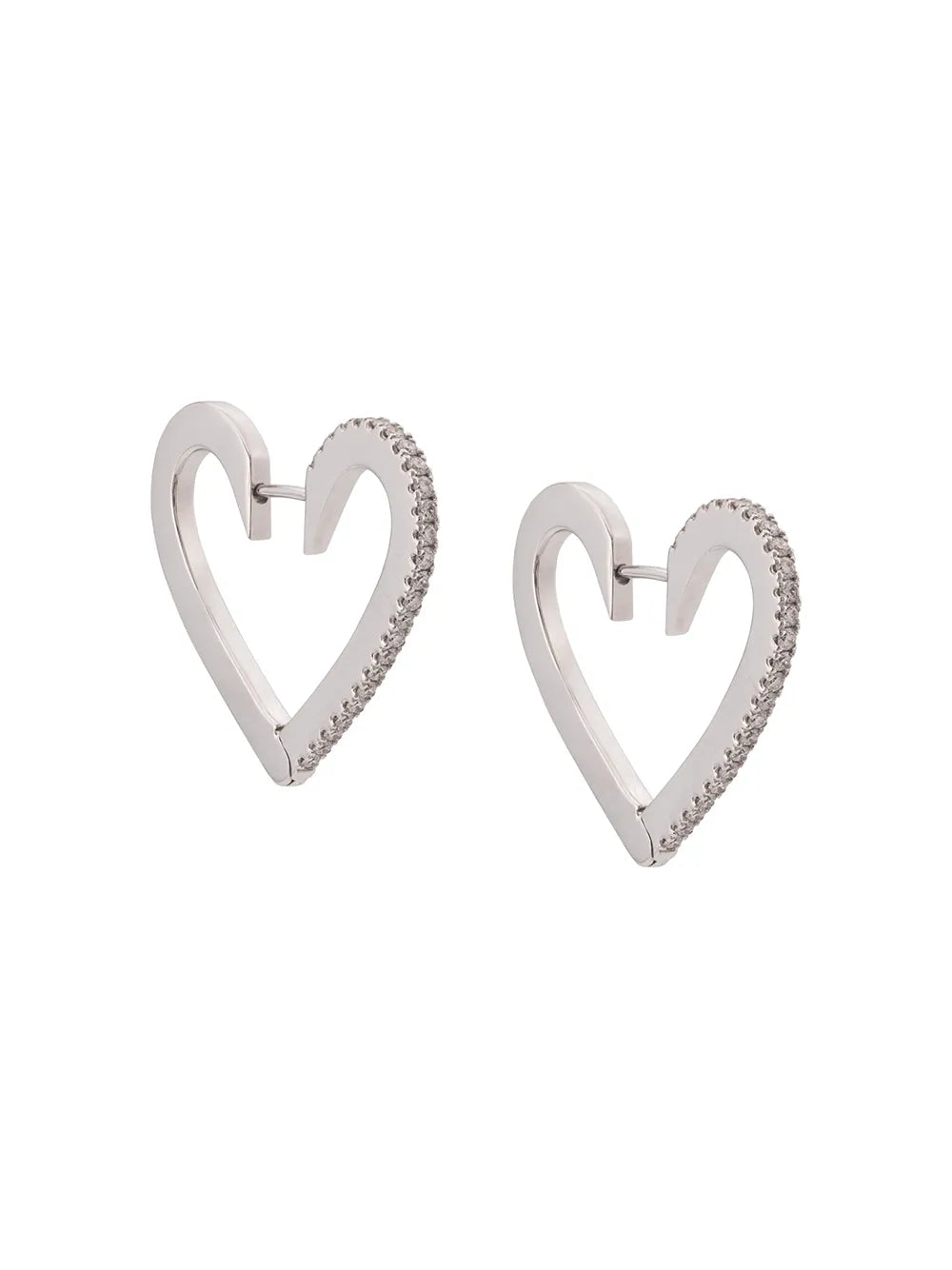 18kt white gold Endless medium diamond heart hoop earrings