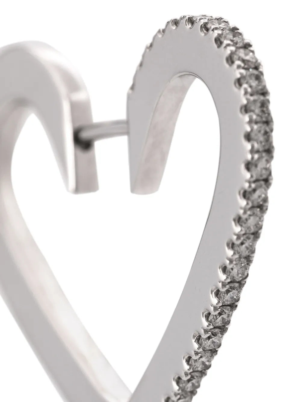 18kt white gold Endless medium diamond heart hoop earrings