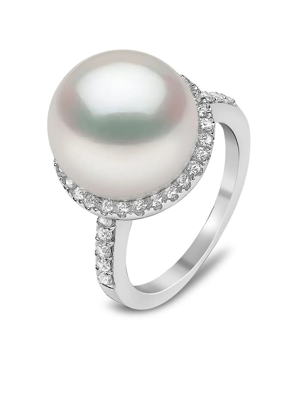 18kt white gold Classic south sea pearls and diamond ring