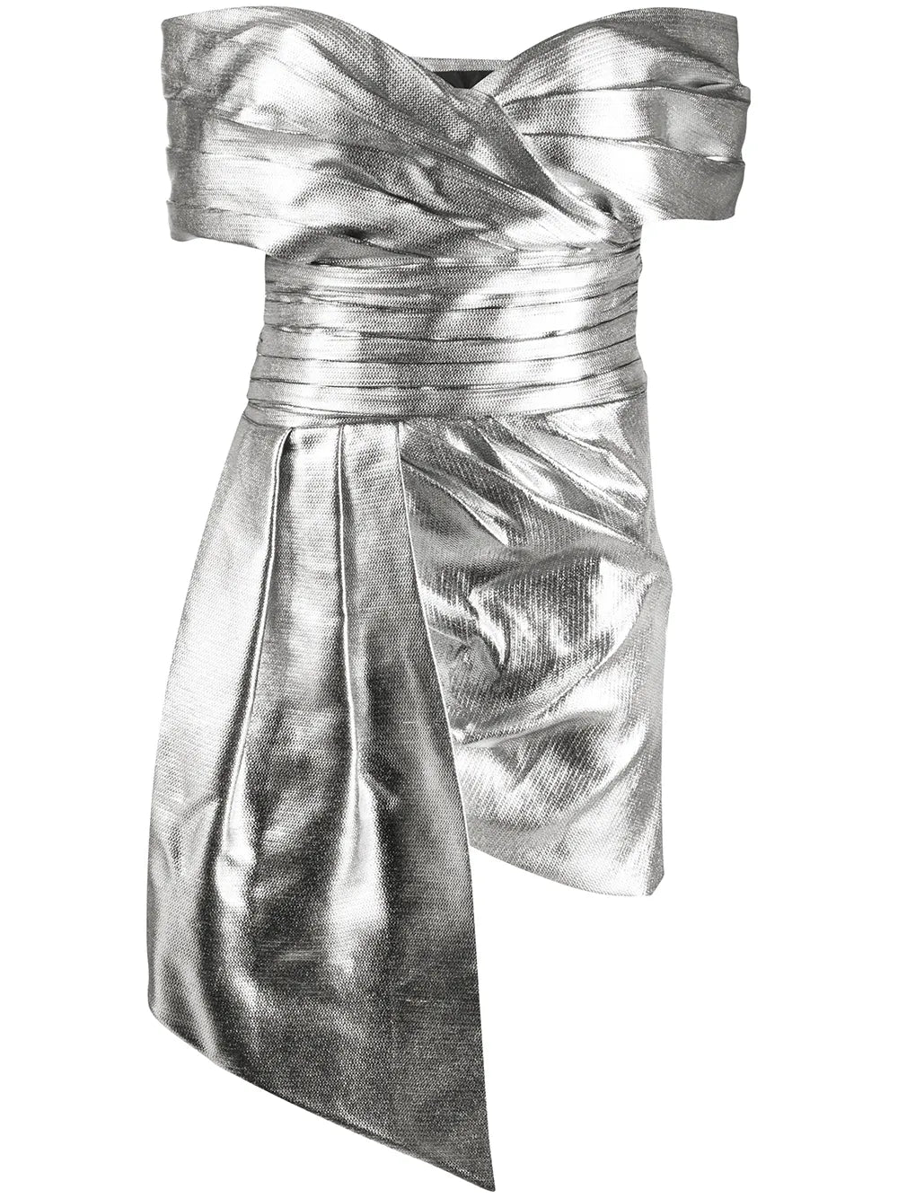 off-the-shoulder draped mini dress