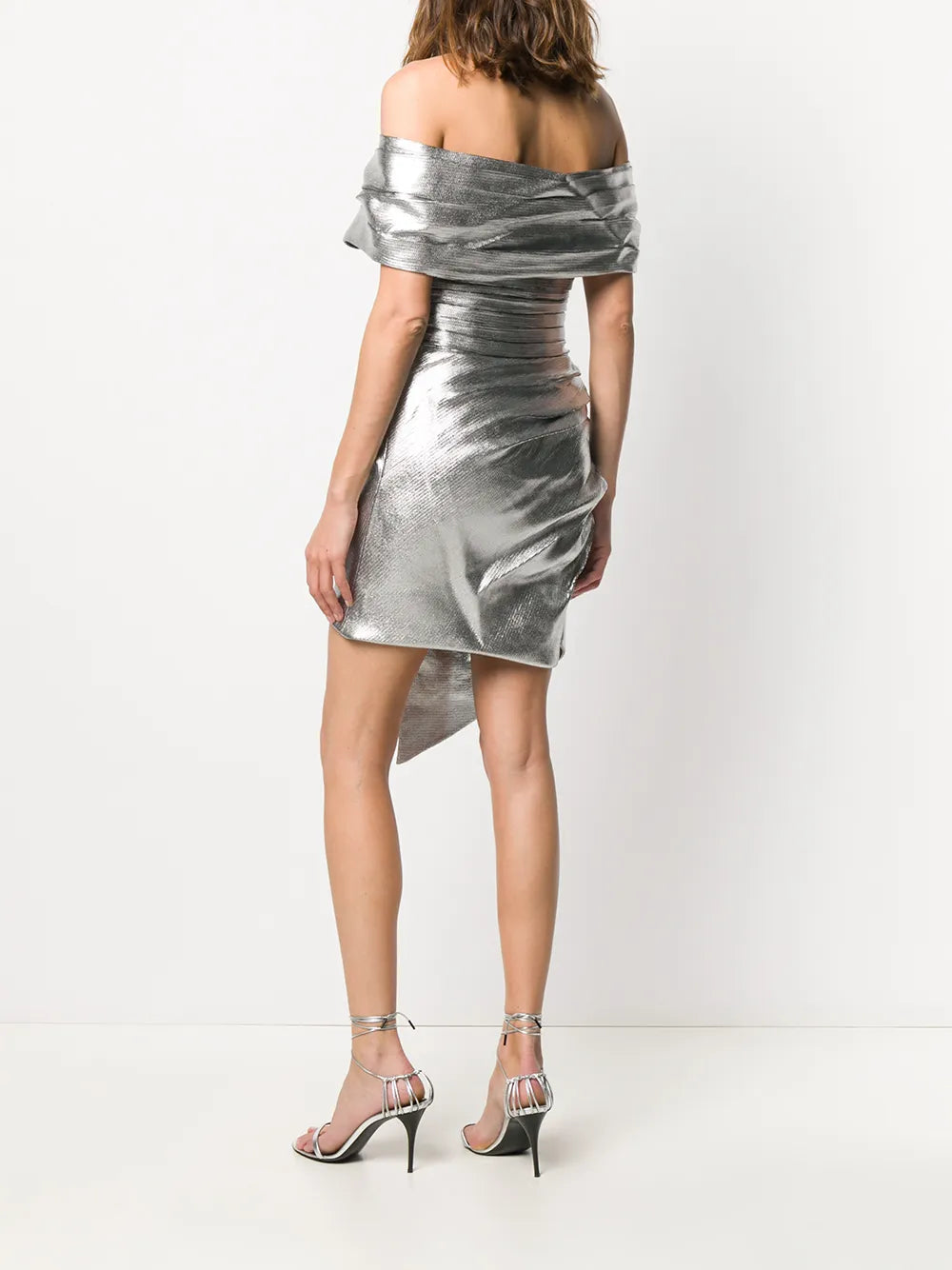 off-the-shoulder draped mini dress