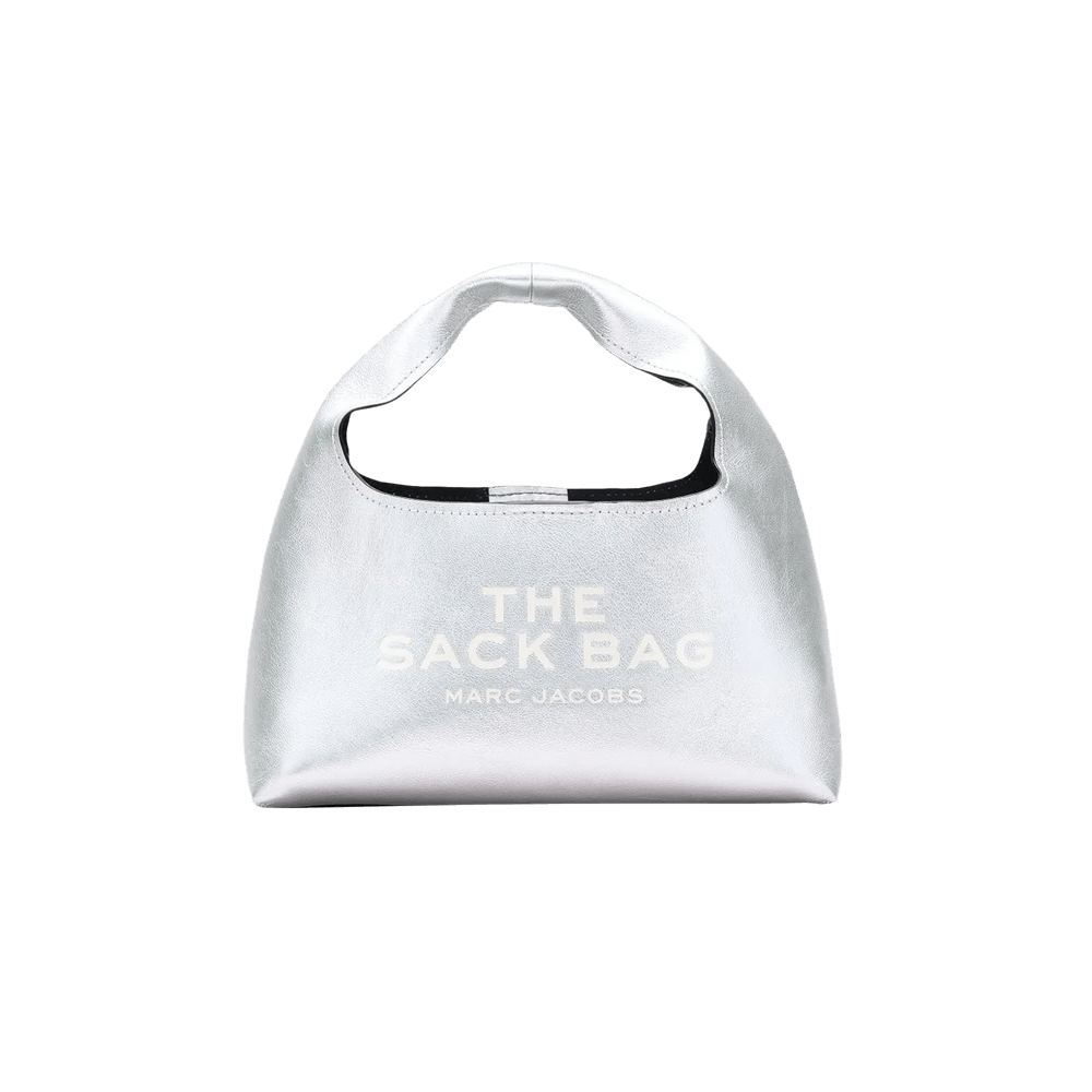 Marc Jacobs Metallic Leather Mini Sack Bag Silver