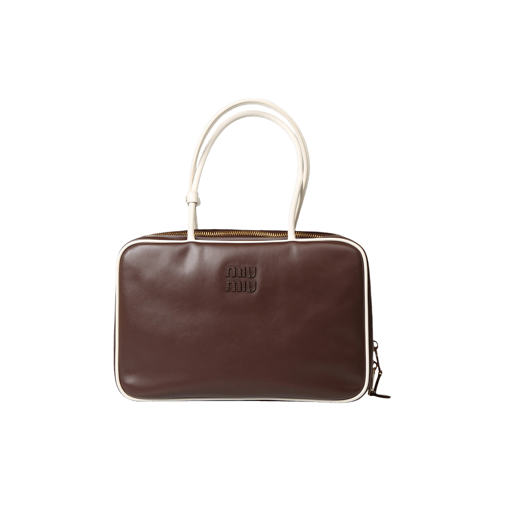 Miu Miu Large Contrast Beau Bag Briarwood/White