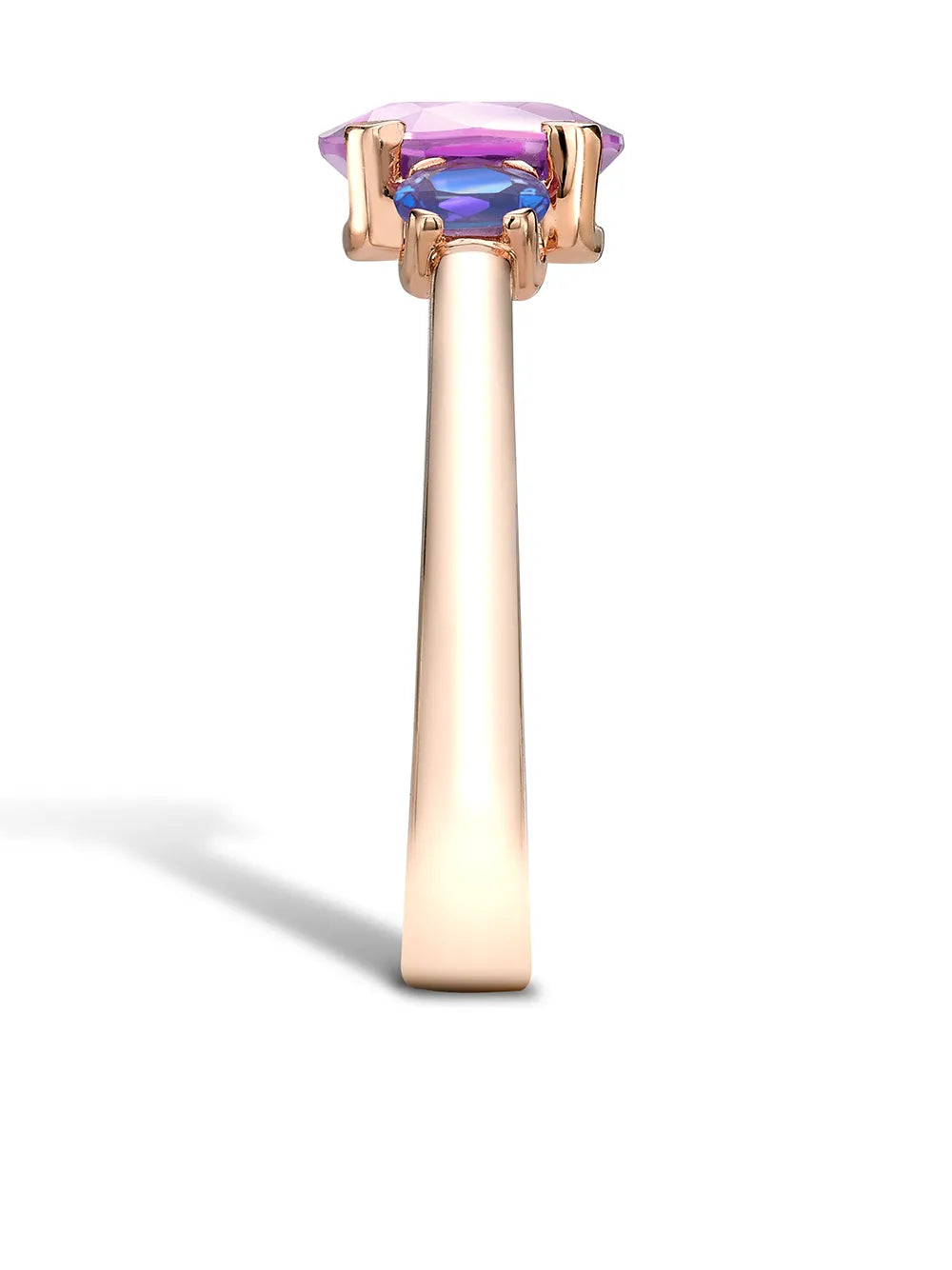 18kt rose gold Rainbow Fancy Three-Stone sapphire ring