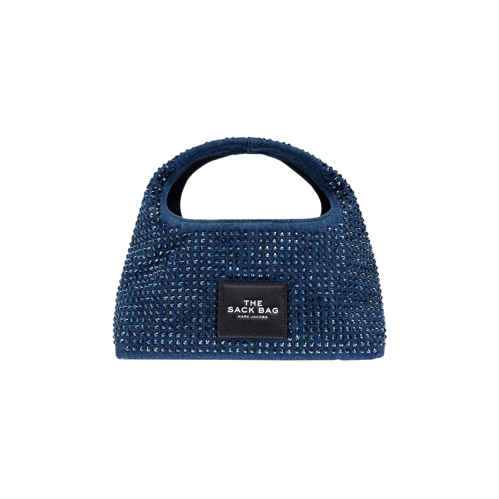 Marc Jacobs Crystal Denim Mini Sack Bag Dark Wash
