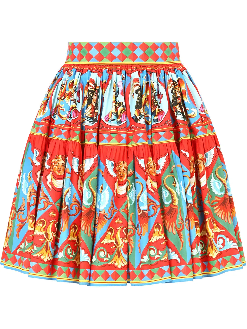 Carretto-print pleated miniskirt