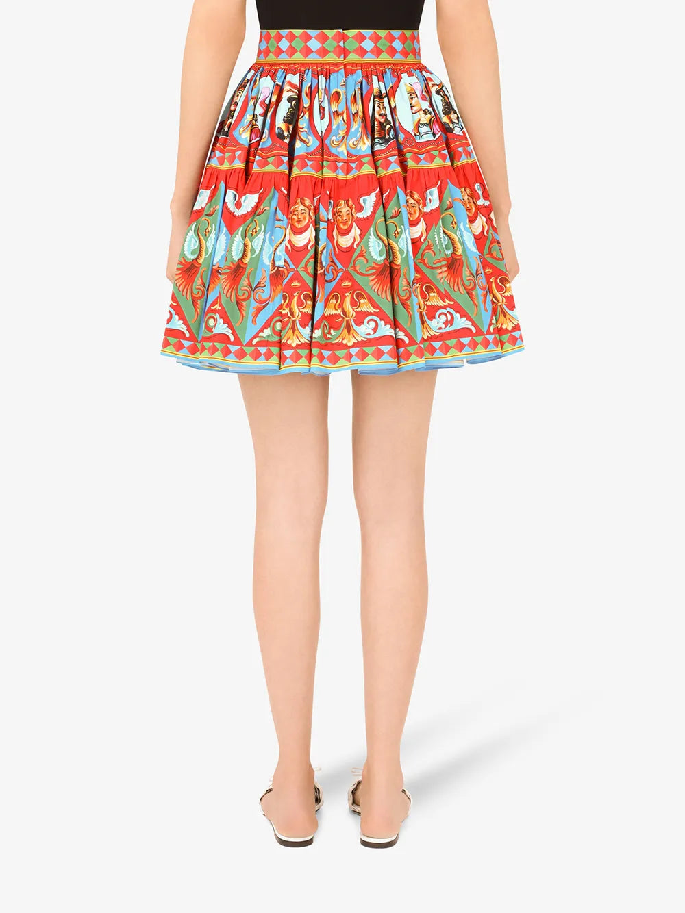 Carretto-print pleated miniskirt