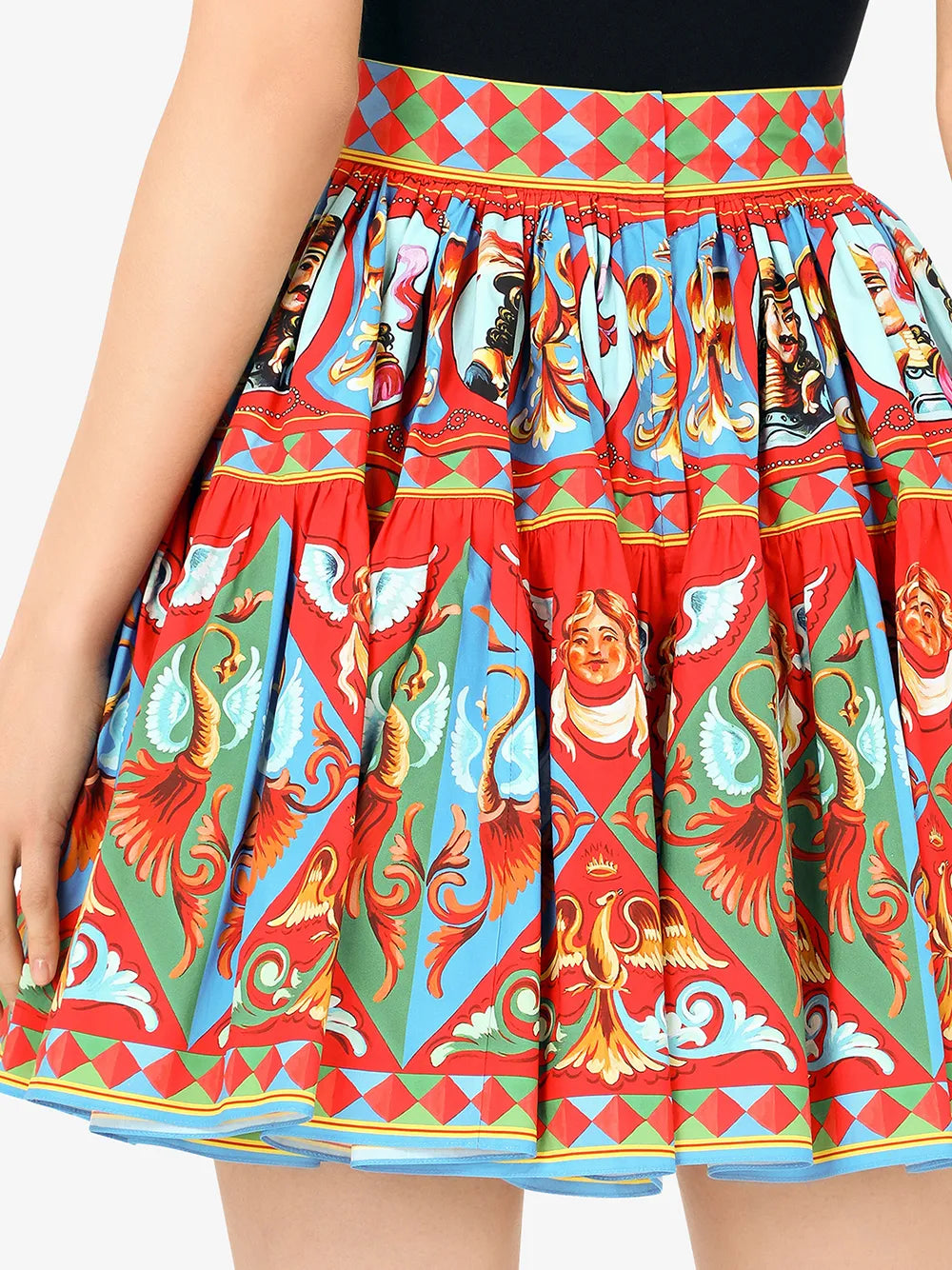 Carretto-print pleated miniskirt
