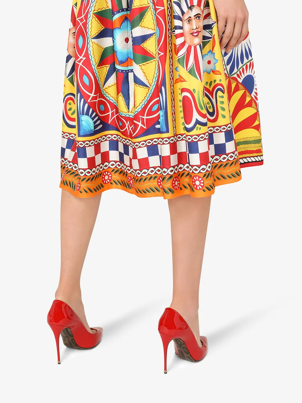 Carretto-print silk midi dress
