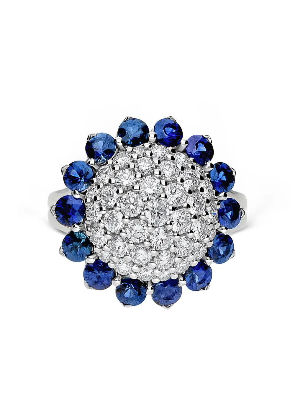 18kt white gold diamond sapphire Aurora ring