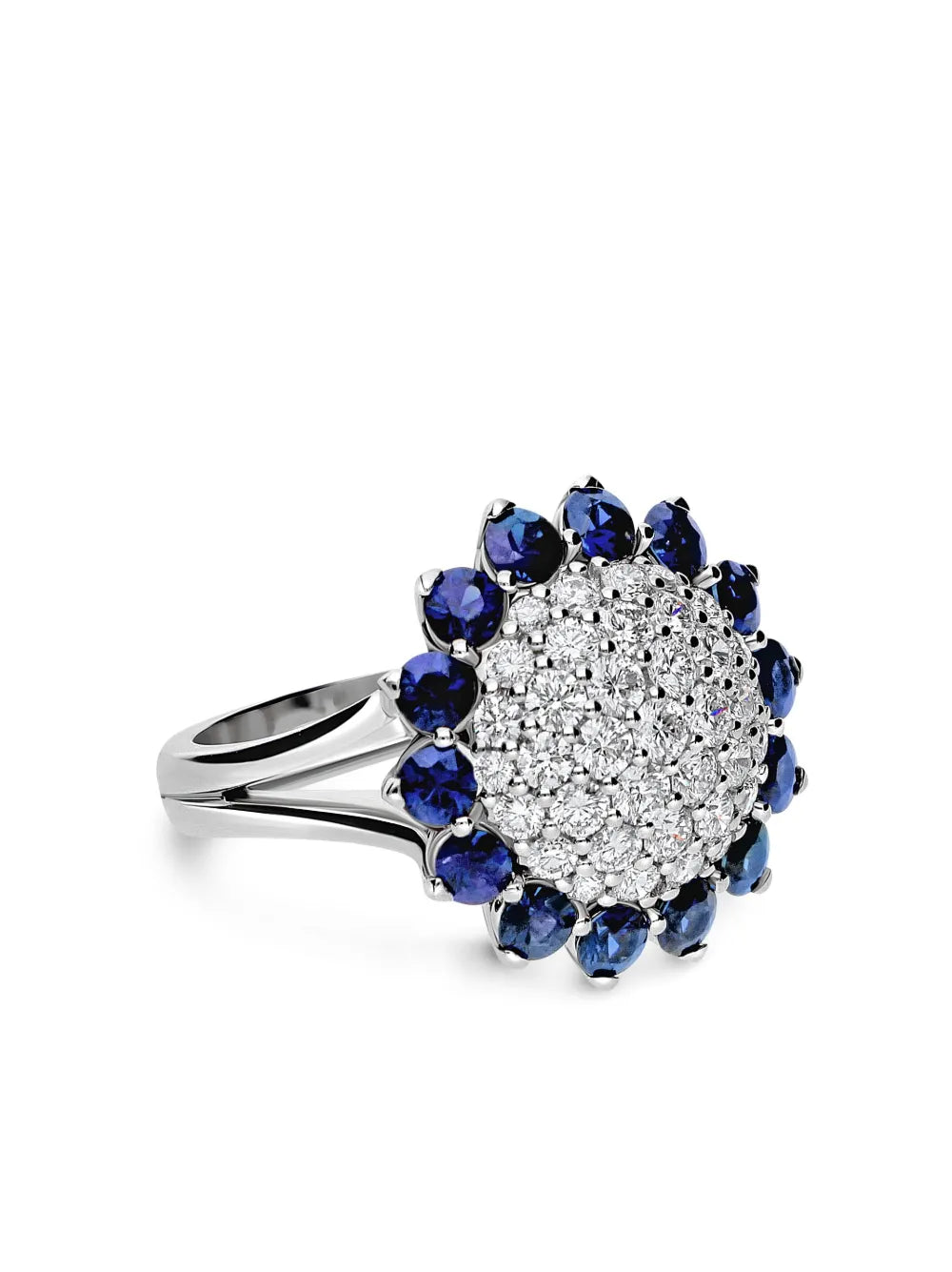 18kt white gold diamond sapphire Aurora ring