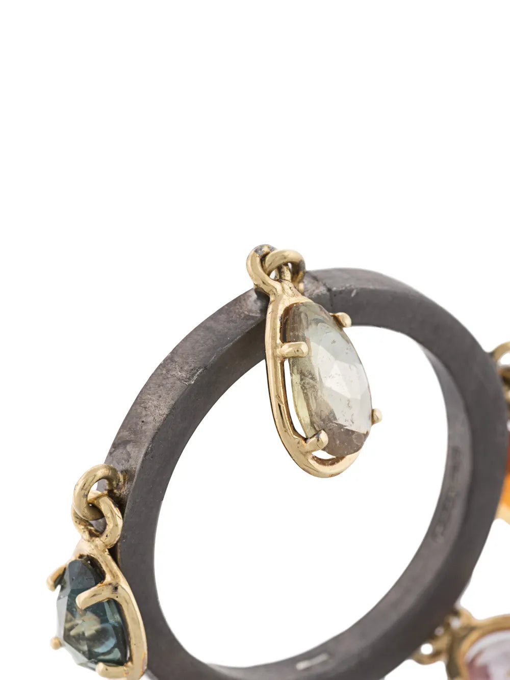 18kt gold and sterling silver sapphire dangle ring