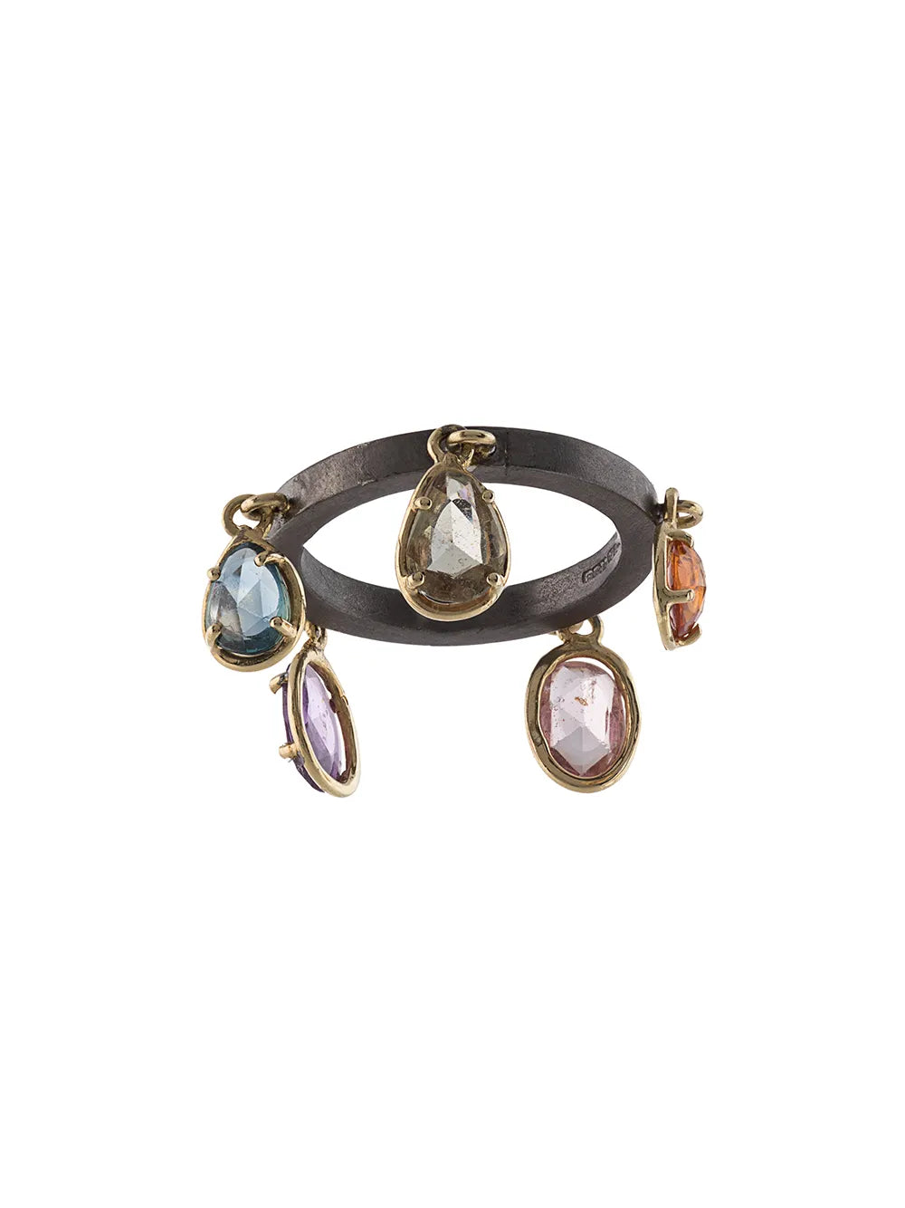 18kt gold and sterling silver sapphire dangle ring