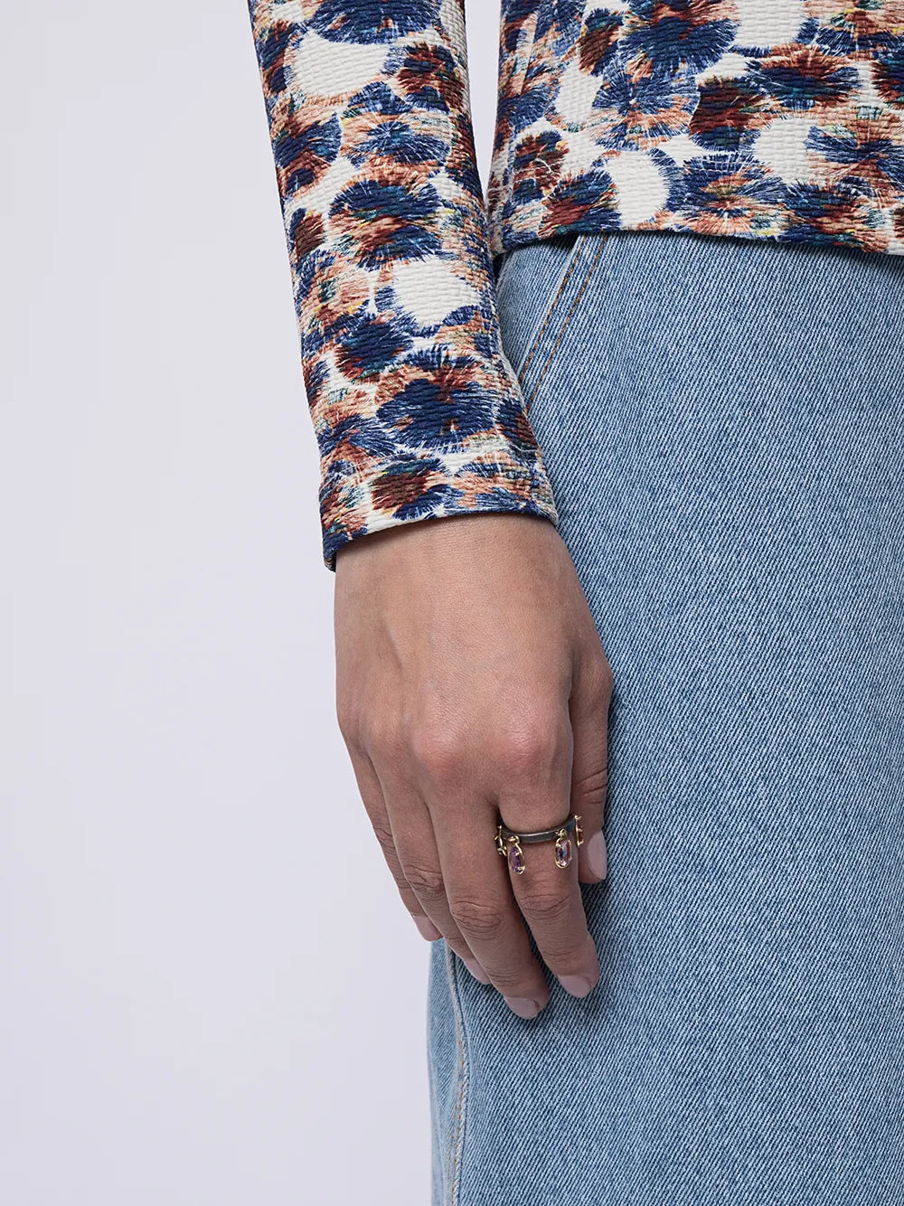18kt gold and sterling silver sapphire dangle ring