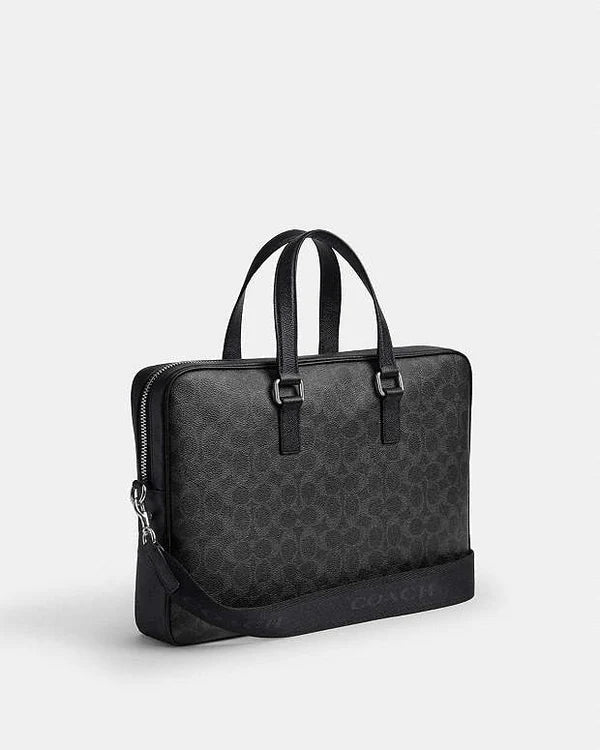 Coach Caden Brief Bag In Signature Canvas Black Signature