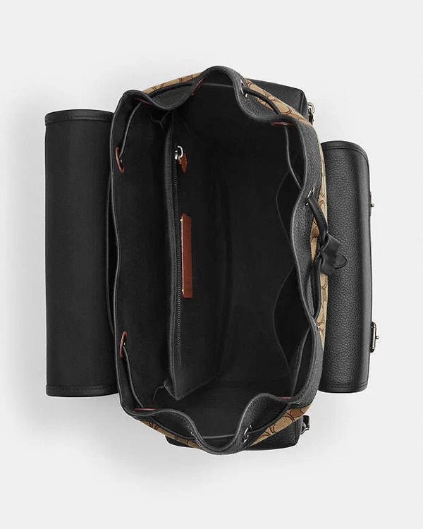 Coach Sprint Backpack In Signature Jacquard Signature Jacquard-Qb-Tan-Black
