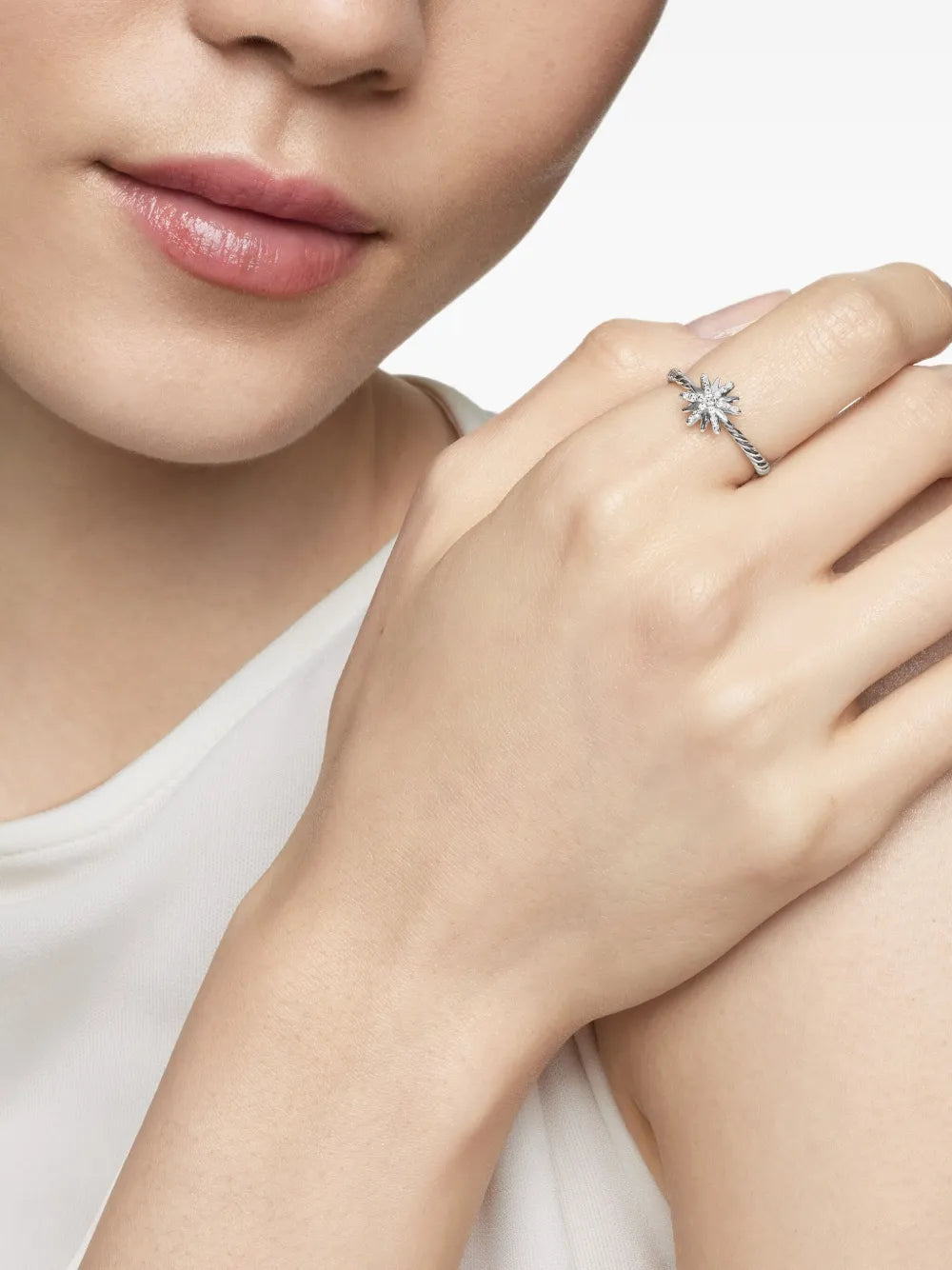 sterling silver Petite Starburst diamond ring (10mm)