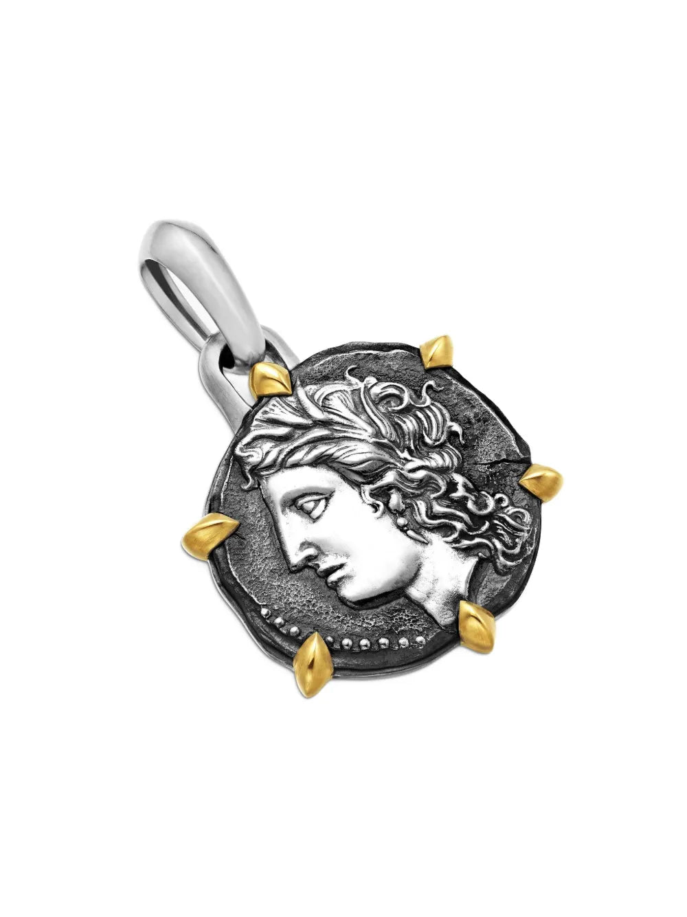 18kt yellow gold and sterling silver Virgo amulet (33mm)