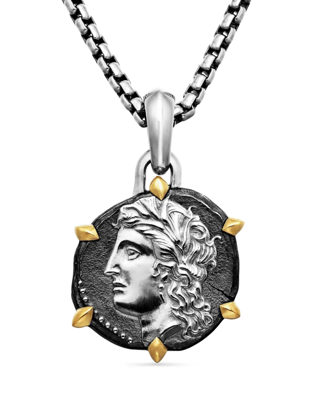 18kt yellow gold and sterling silver Virgo amulet (33mm)