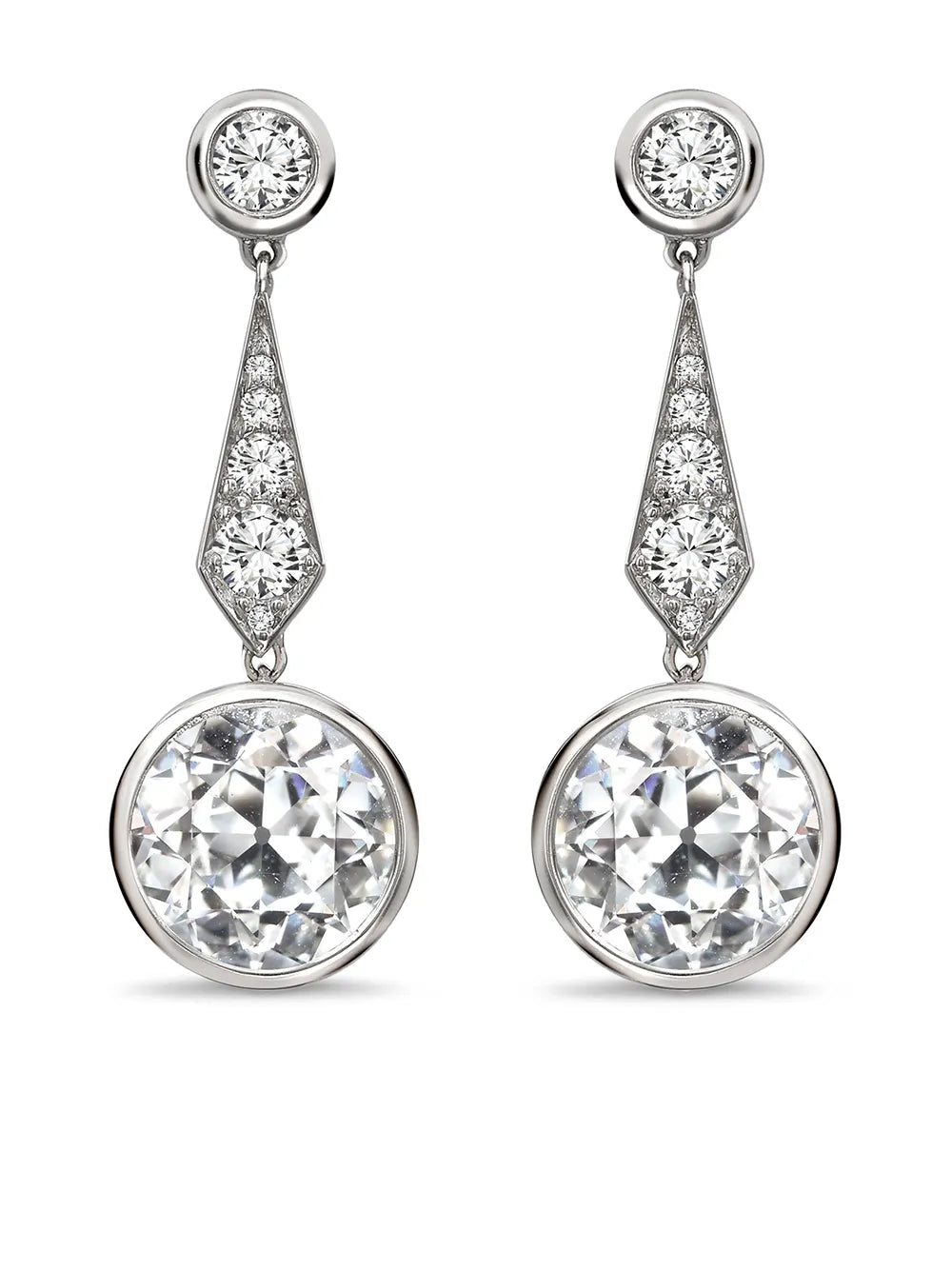 1911-1940 18kt white gold Art Deco diamond drop earrings