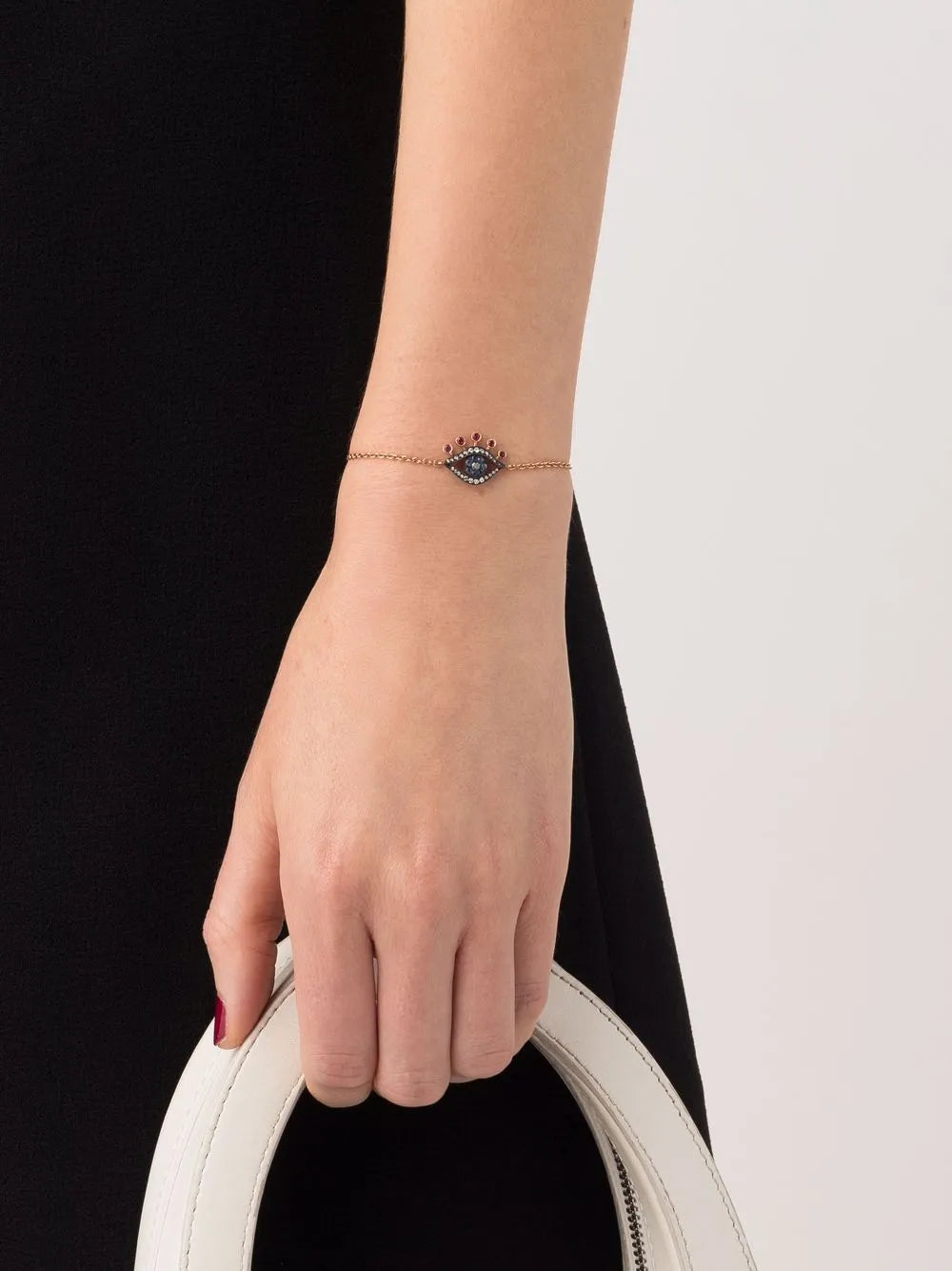 18kt rose gold Evil Eye diamond, sapphire and ruby bracelet