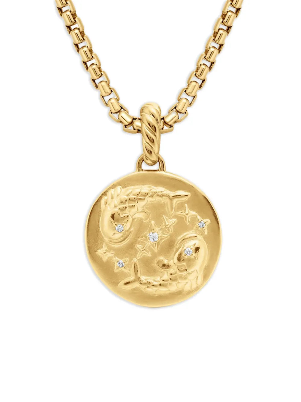18K yellow gold Pisces diamond necklace