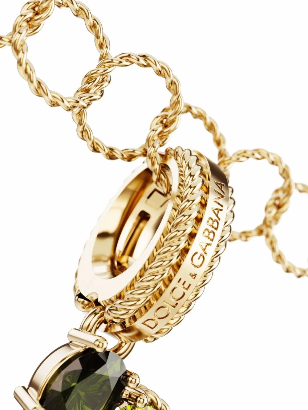 Rainbow Alphabet D 18kt yellow gold multi-stone pendant