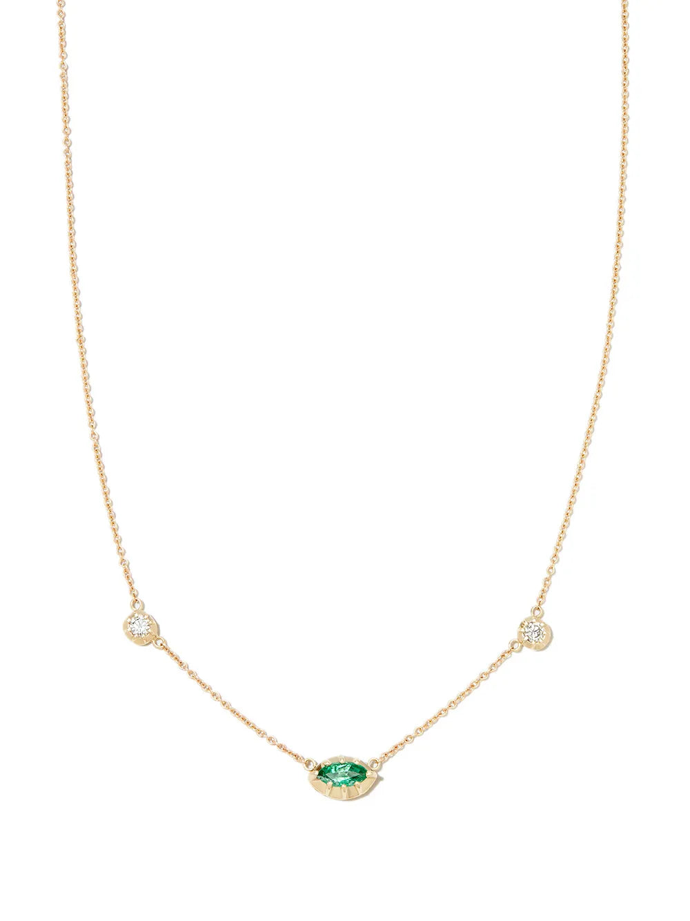 14kt yellow gold Sophia emerald and diamond necklace