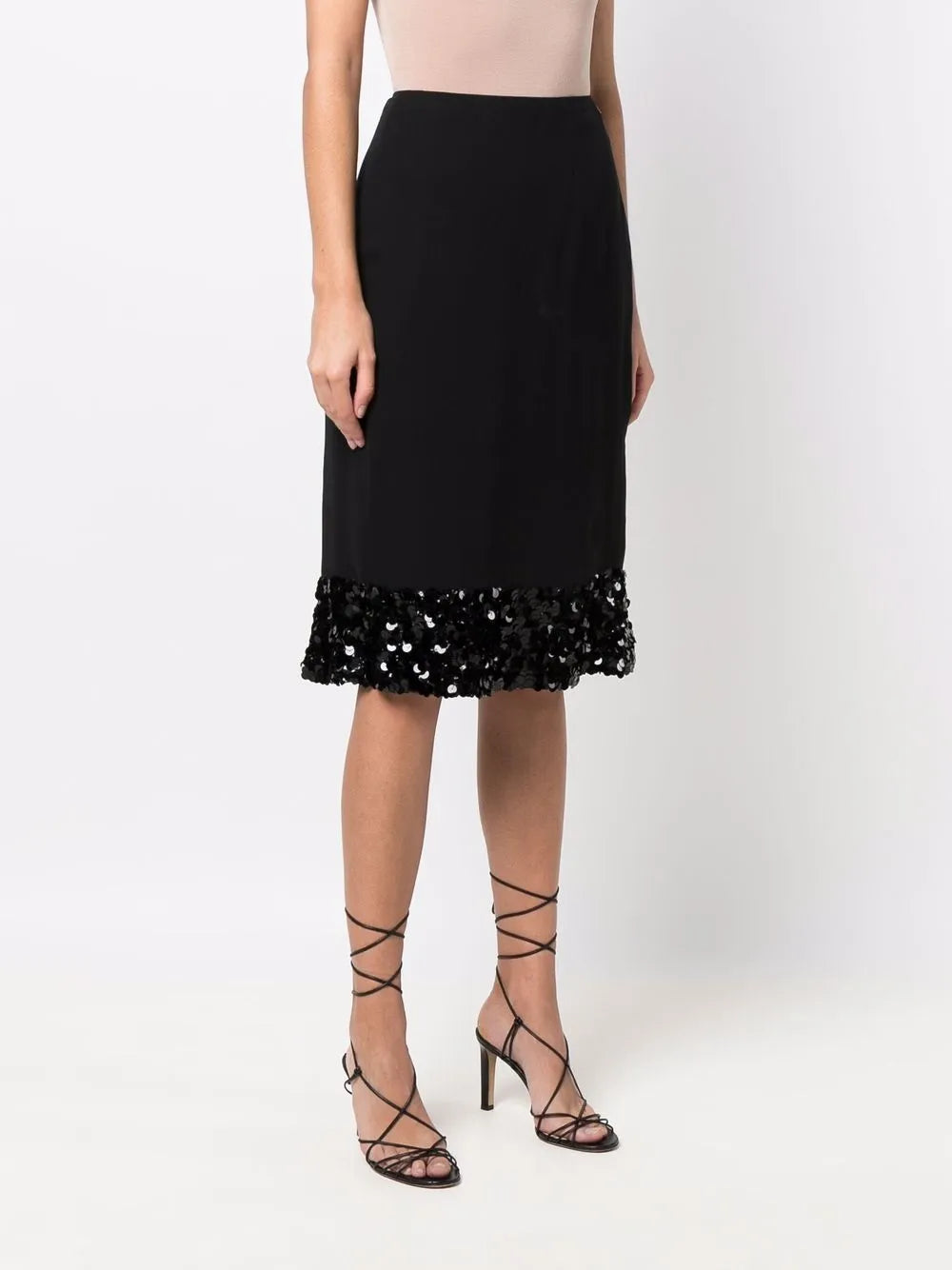 2002 sequin-embellished hem straight-cut skirt