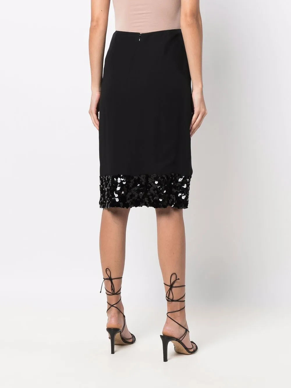 2002 sequin-embellished hem straight-cut skirt