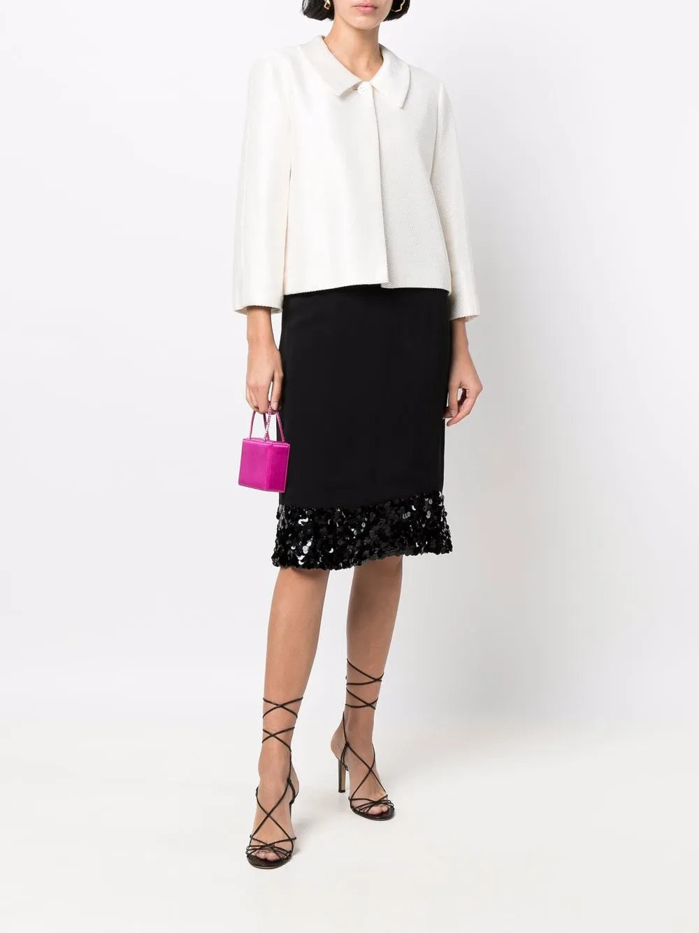 2002 sequin-embellished hem straight-cut skirt