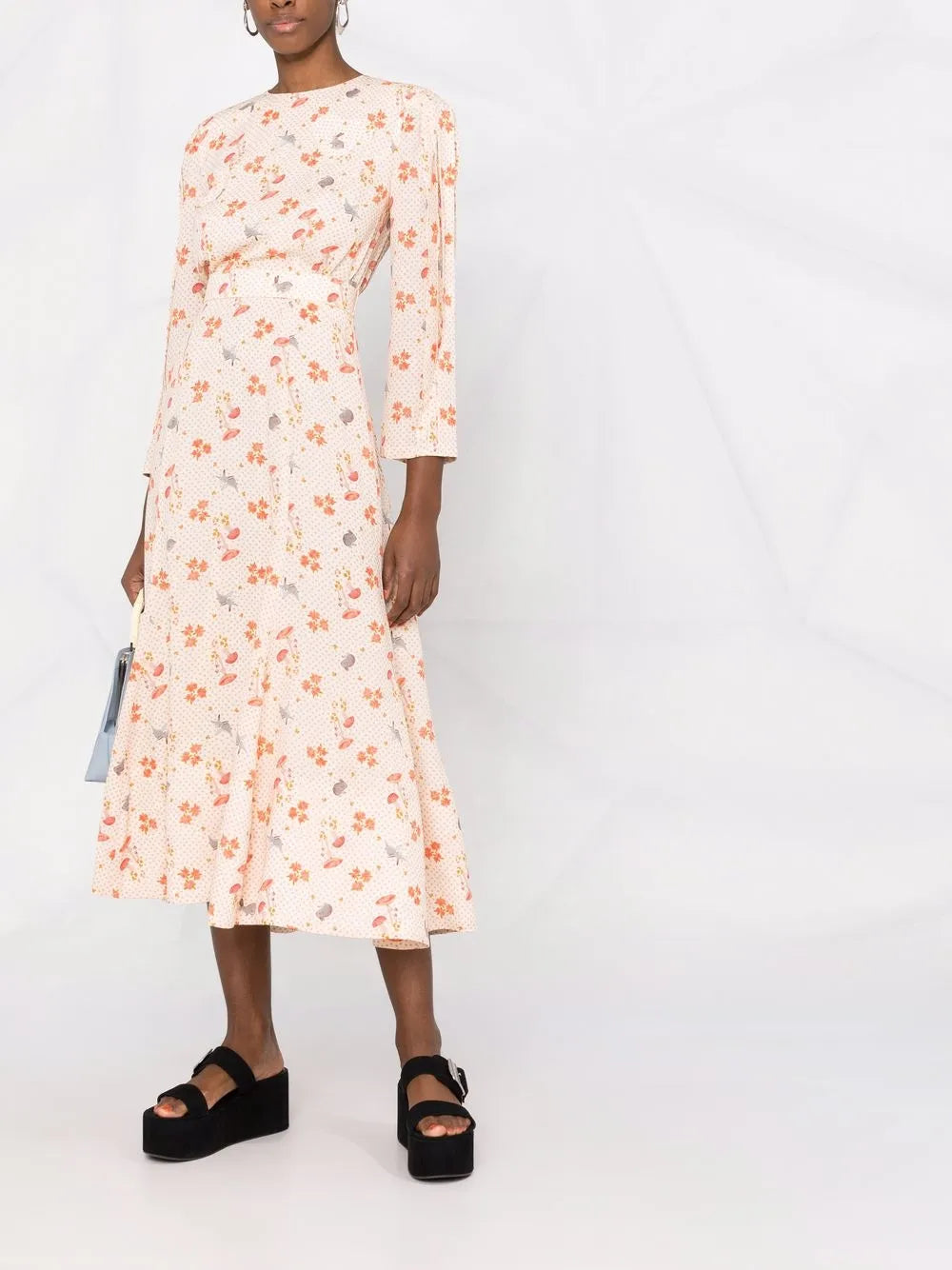 floral-print silk midi dress