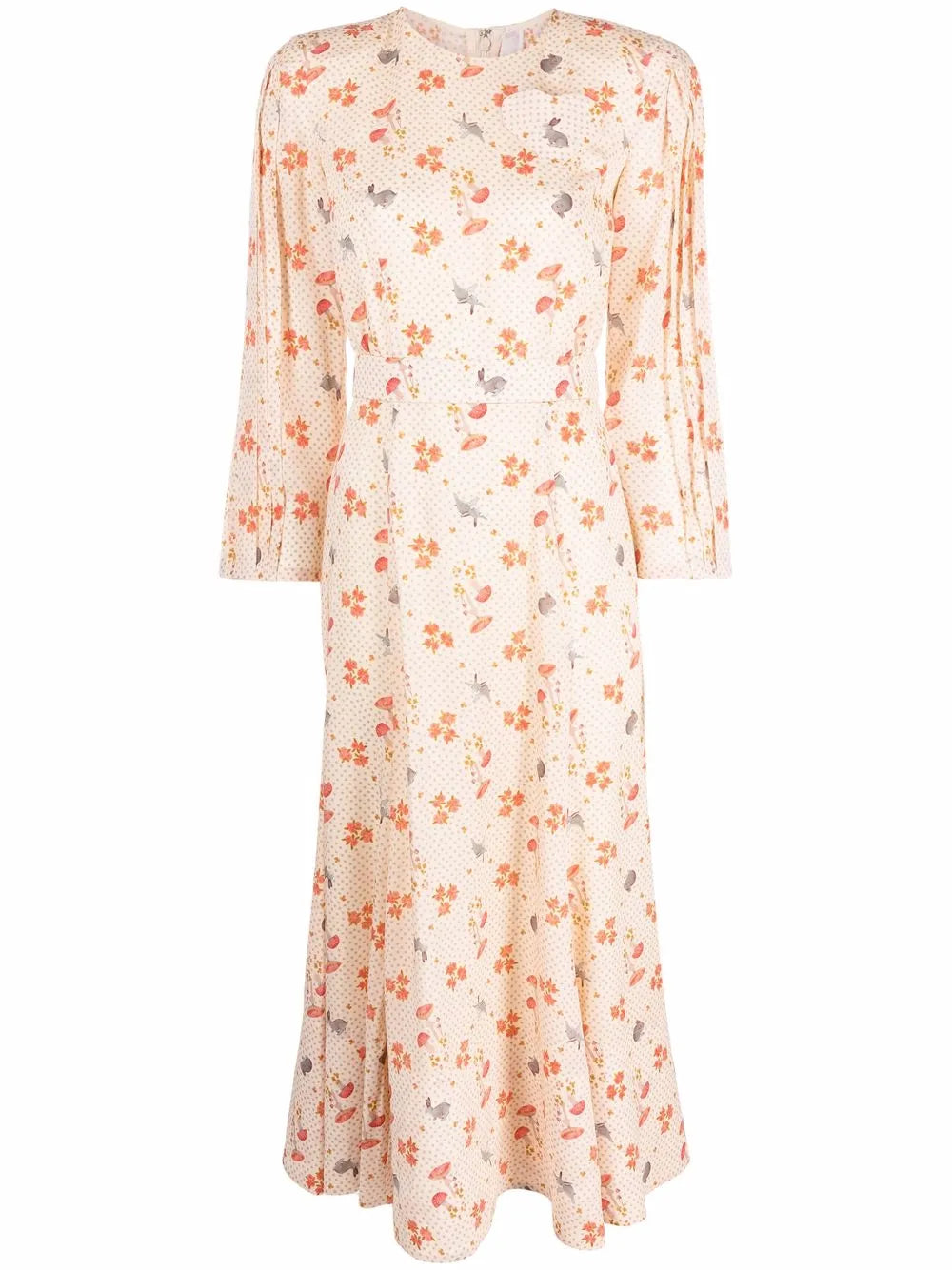 floral-print silk midi dress