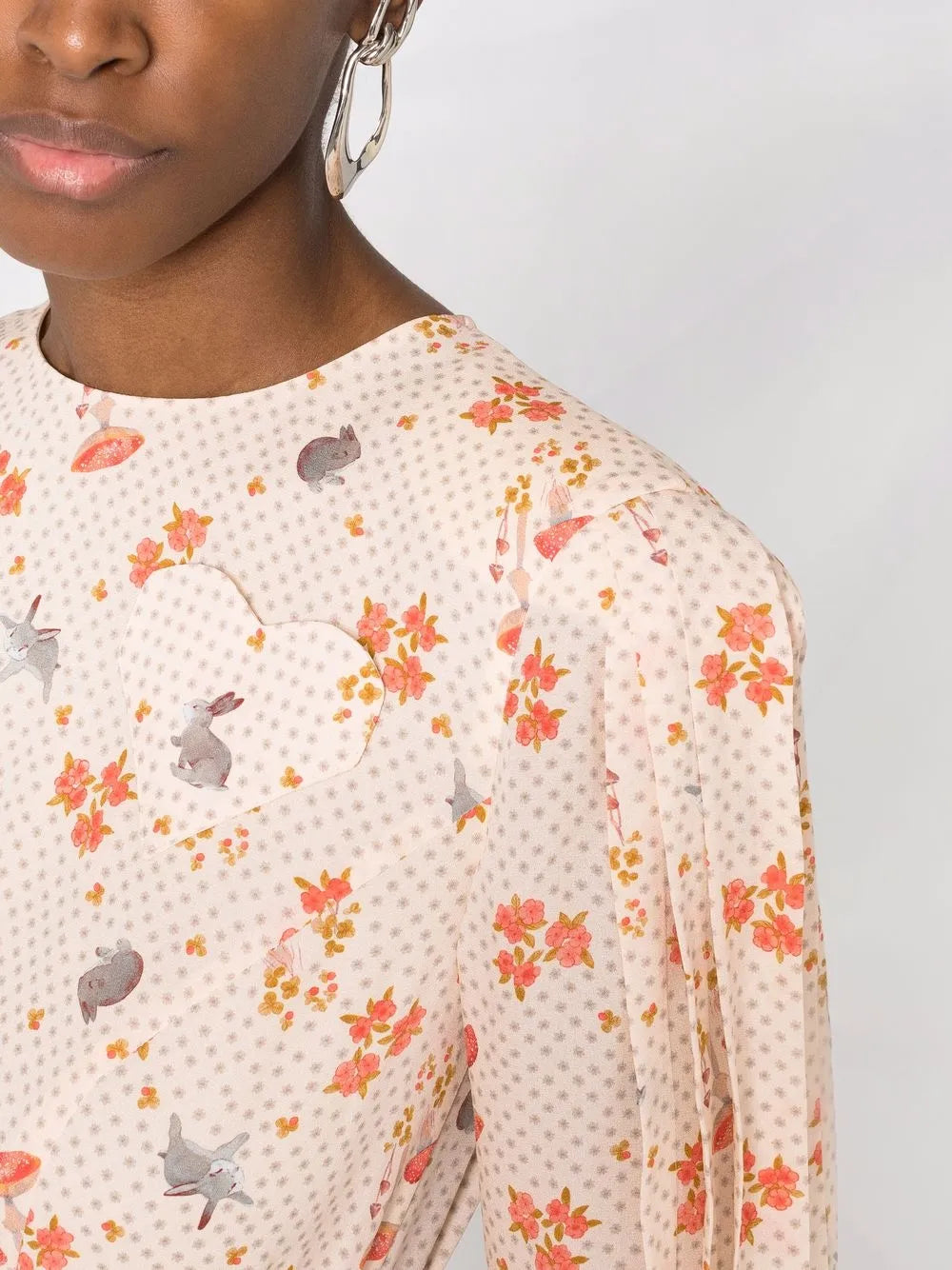 floral-print silk midi dress