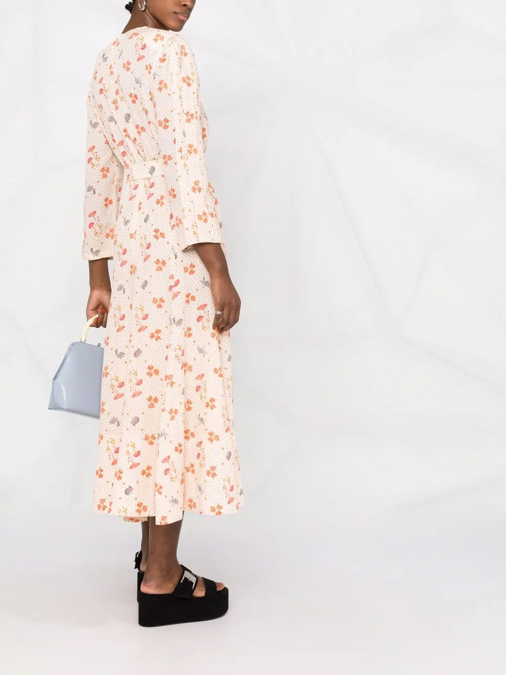 floral-print silk midi dress