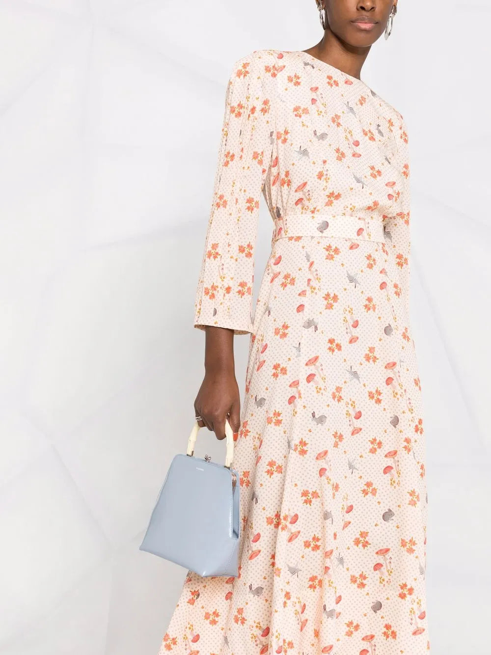 floral-print silk midi dress