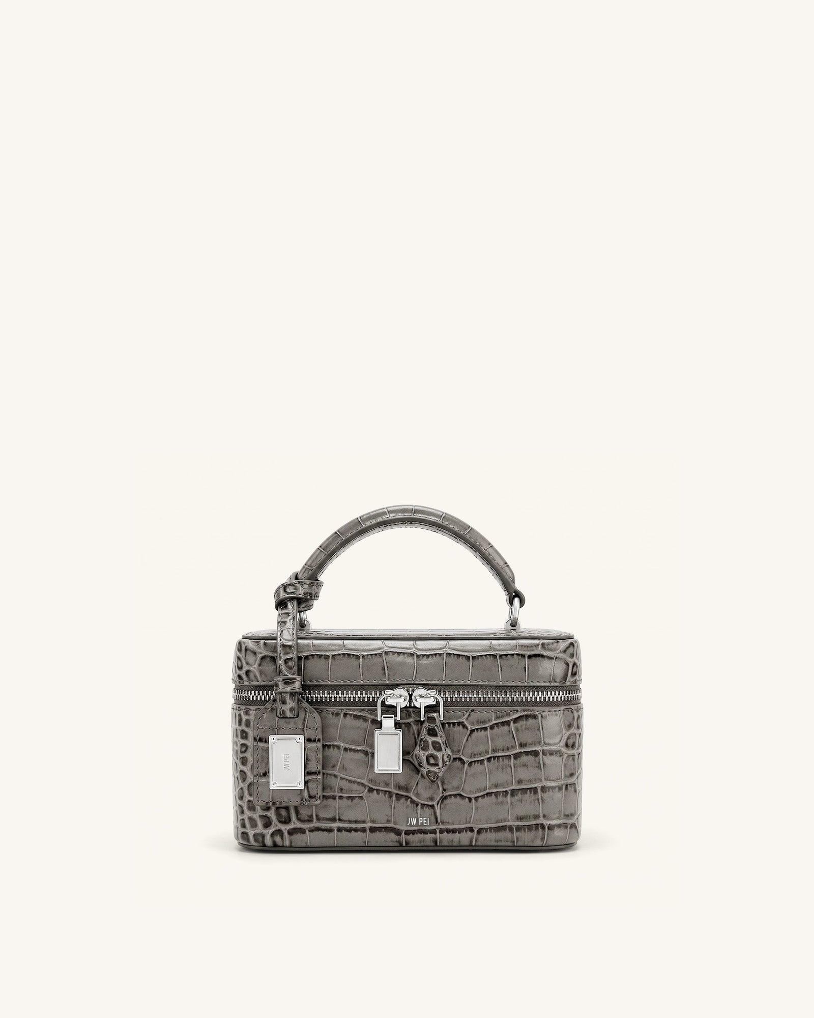 Jw Pei Cleo Box Shape Top Handle Bag Grey Croc
